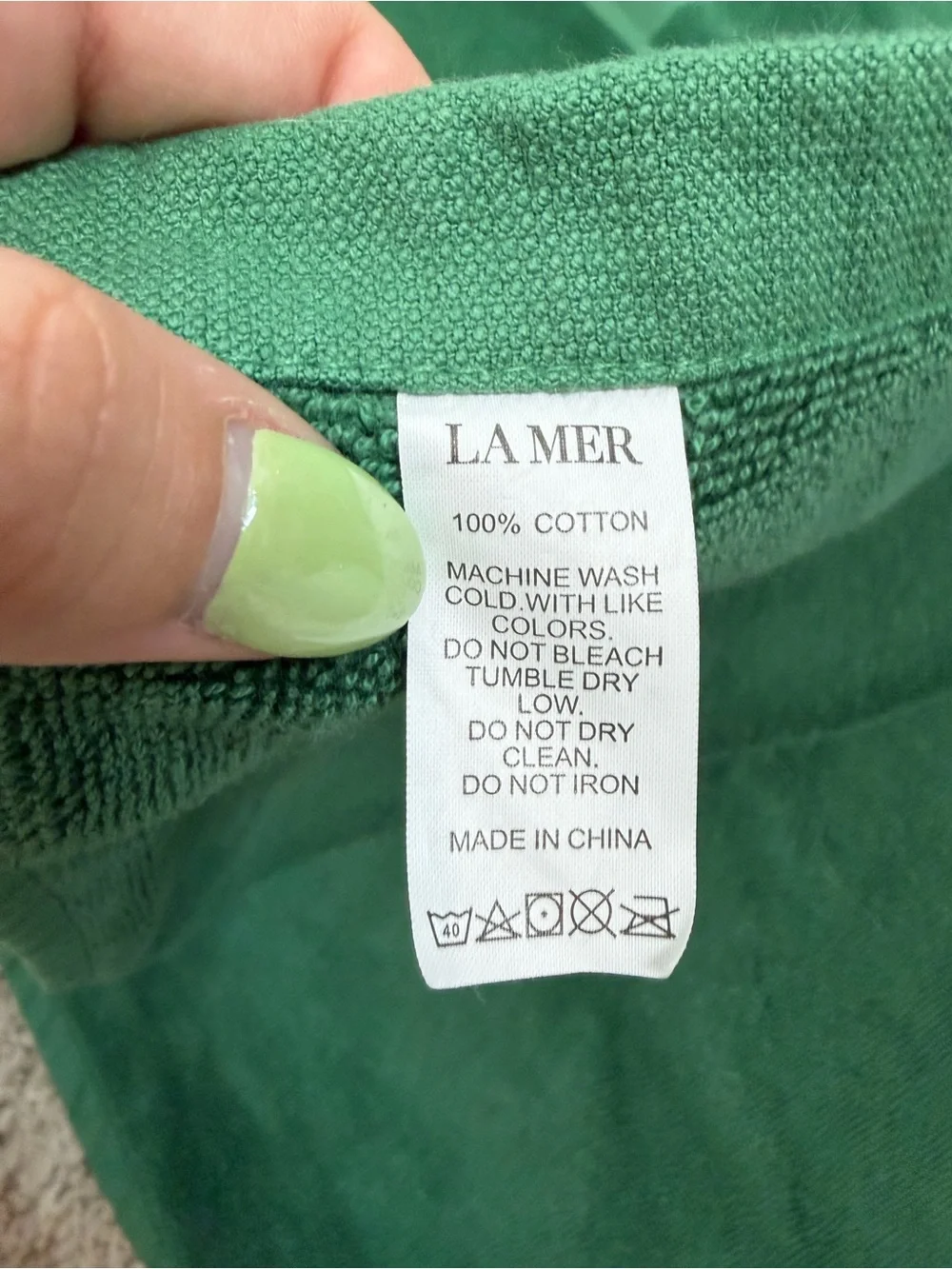 Exclusive La Mer Emerald Green VIP Cotton Beach Towel